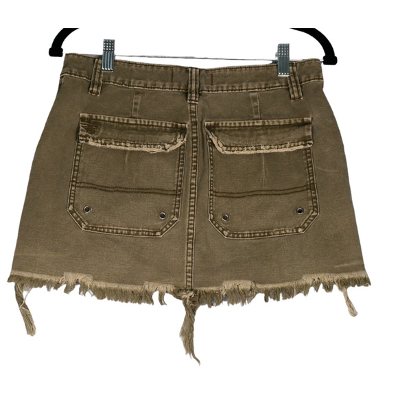 Free People Mini Skirt Womens 26 28 Heavy Denim 100% Cotton Fray Distressed Boho - Picture 6 of 10